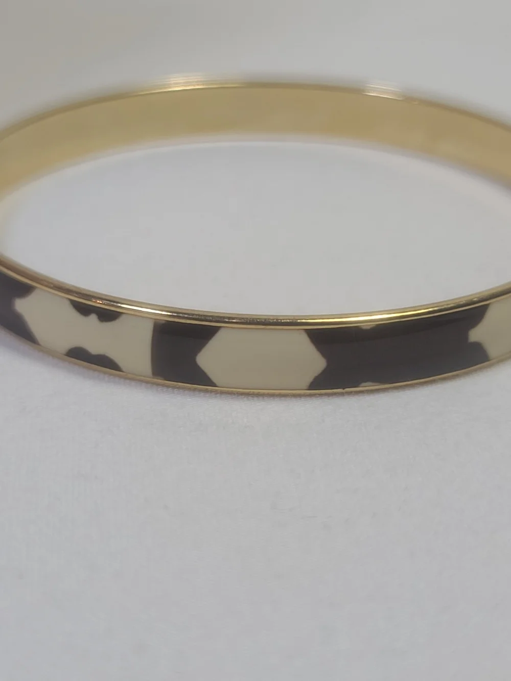 J. Crew Zebra Print Animal Enamel Gold Tone Bracelet Bangle